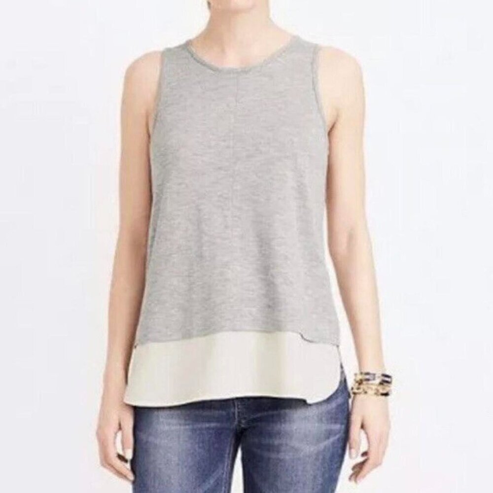 J. Crew Gray and White Sleeveless Top Size S